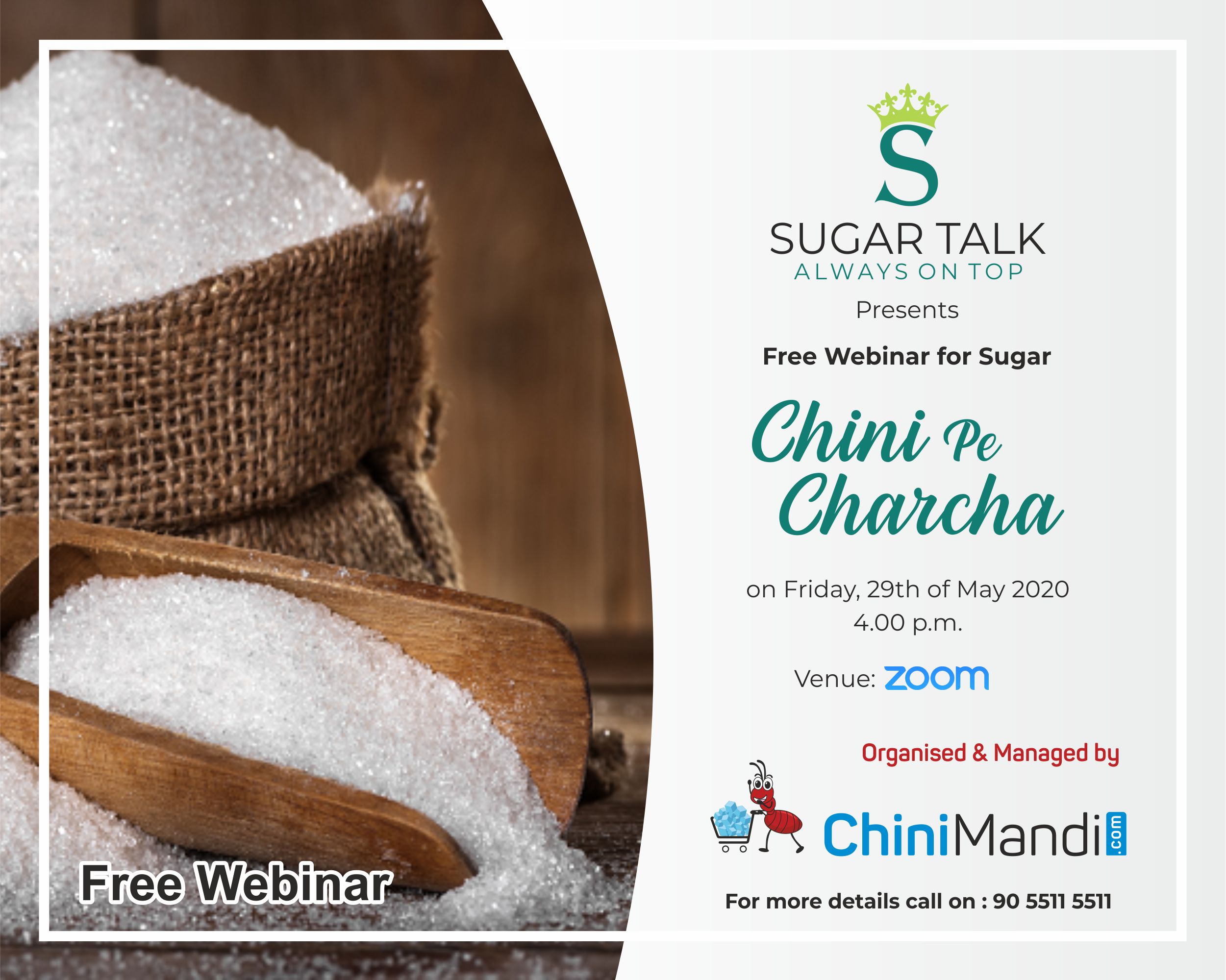 Chini Pe Charcha - Free webinar on “Responding to Covid-19 and the way forward in the Sugar Industry”